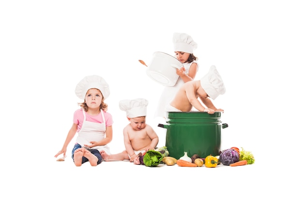 happy family cooking together